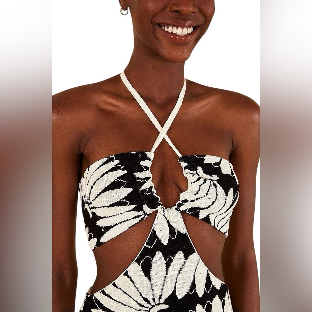 ☀️ FARM RIO Copacabana Black & White Cut-Out Midi Dress ☀️ Size M